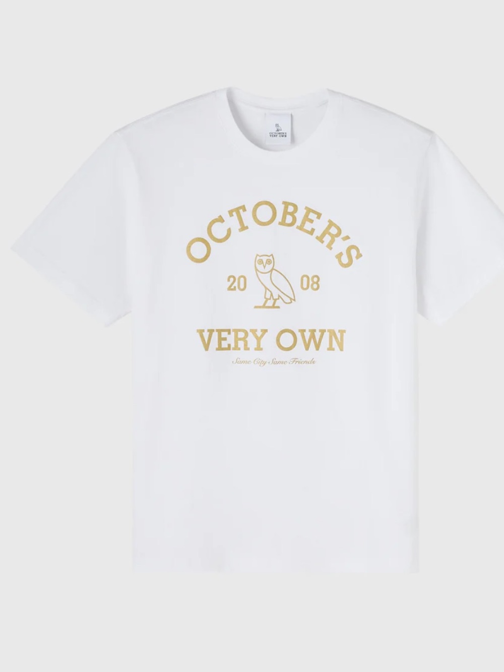 OVO White Short-Sleeve Tee with Gold Crest